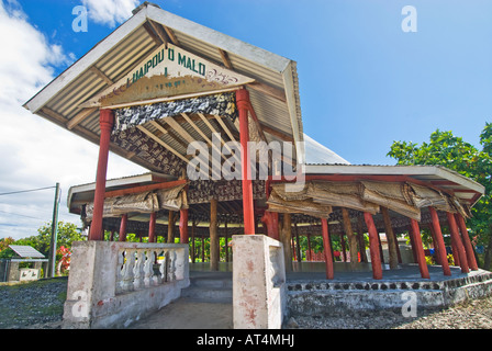 SAMOA-Inseln Polynesien Serene Manono Insel UPOLU ohne Fahrzeuge oder Hunde erlaubt Montage Halle bauen offene Fale Stockfoto