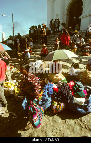 Guatemala Hochland Chichicastenango Santo Tomás Marktkirche Schritte Stockfoto