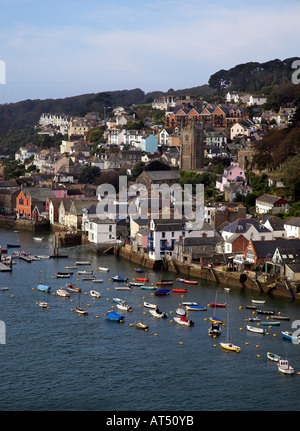 Blick hinunter auf die hübsche Stadt Fowey in Cornwall UK 2006 Stockfoto