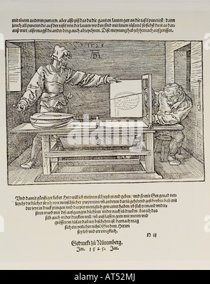 ALBRECHT Dürer (1471-1528) eine 1525 Gravur zeigt eine Perspektive ...