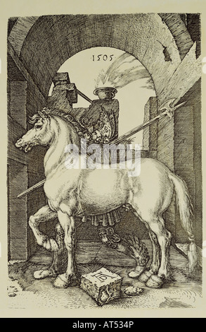 Bildende Kunst, Dürer, Albrecht (1471-1528), Kupferstich, 'Das kleine Pferd" (Das kleine Pferd), 1505, 16,4 cm x 10,9 cm, Privatsammlung, Artist's Urheberrecht nicht geklärt zu werden. Stockfoto