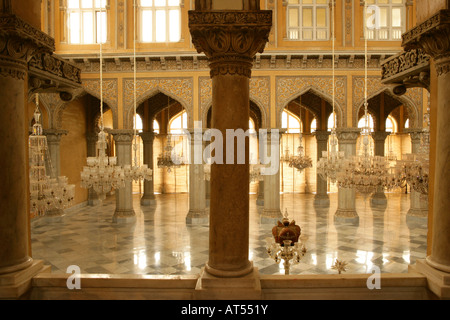 Opulenz des Khilwat Mubarak im ChowMahalla-Palast, Hyderabad, Indien Stockfoto