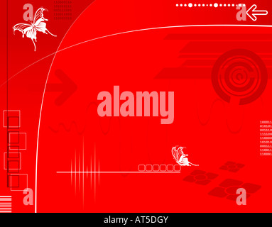 Abstrakte hallo Tech-Hintergrund mit Pfeilen und Schmetterling Stockfoto