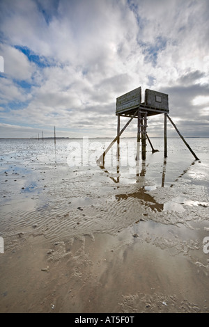 Pilger Damm mit der Zuflucht-Box, Holy Island, Northumbria UK Stockfoto