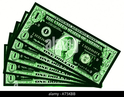 fünf 1-Dollar-Scheine U.S. Stockfoto