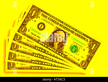 fünf 1-Dollar-Scheine U.S. Stockfoto