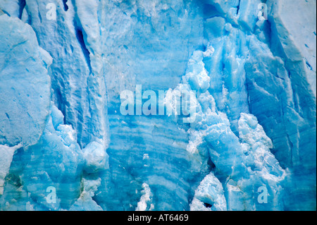 Nahaufnahme des blauen Eises des Gesichts Perito Moreno Gletscher in der Nähe von Calafate Patagonien Argentinien Stockfoto