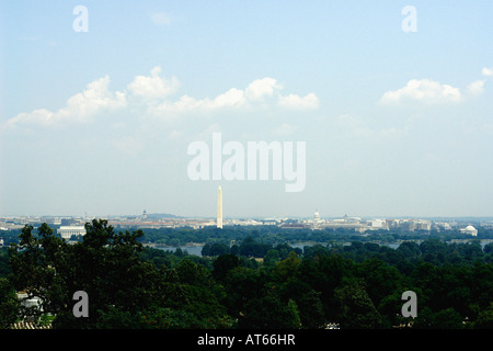 Panoramablick auf die Skyline von Washington DC von Arlington National Cemetery in Washington DC USA textfreiraum aus gesehen Stockfoto