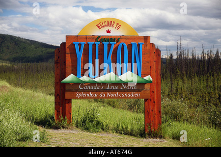 Yukon-Zeichen, in den Yukon aus Alaska USA Stockfoto