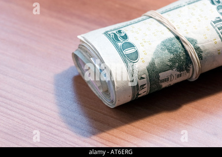 Rolle von $20-Dollar-Scheine Stockfoto