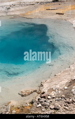 Das Wasser ist im Silex-Frühling im unteren Geysir-Becken im Yellowstone-Nationalpark, WY kochend. Stockfoto