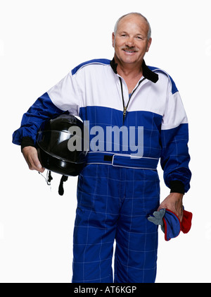 Biker mit Helm, Porträt Stockfoto