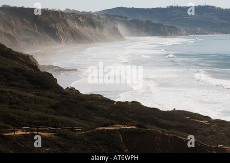 Nebligen Küste im Torrey Pines State Reserve, San Diego County, Kalifornien, USA Stockfoto