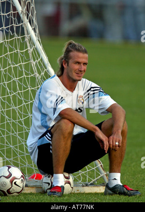 Real Madrid soccer player David Beckham von England besucht Schulung eines Teams in Madrid, Spanien Stockfoto