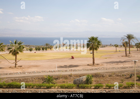 Taba Heights Sinai Ägypten Nordafrika Februar Blick über den Golfplatz in Richtung Golf von Akaba Stockfoto