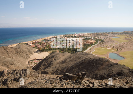 Taba Heights Sinai Ägypten Nordafrika Februar Blick auf diesen Zweck errichtete Resort am Golf von Aqaba Stockfoto