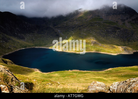 Llyn Llydaw Ansicht von Prozess-Ebene. Snowdonia-Nationalpark Stockfoto