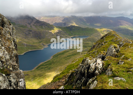 Llyn Llydaw Ansicht von Prozess-Ebene. Snowdonia-Nationalpark Stockfoto