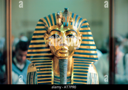 Die schönen gelben gold Totenmaske von Tutankhamen Museum Kairo Ägypten-Nordafrika Stockfoto