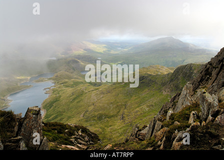 Llyn Llydaw Blick vom Westen Peak. Snowdonia-Nationalpark Stockfoto