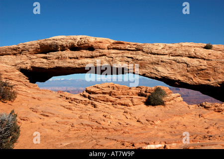 Der Mesa Arch im Canyonland Nationalpark, Moab, Utah. Stockfoto