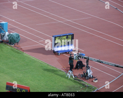 Anzeiger bei Manchester 2002 Commonwealth Games - City of Manchester stadium Stockfoto