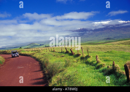 Mana Road, Parker Ranch, Waimea mit Mauna Kea in der Ferne Stockfoto