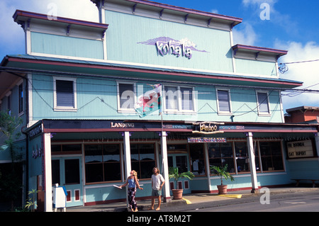 Vorderansicht des Bambus Restaurant und Galerie in der Stadt von Hawi, North Kohala Stockfoto