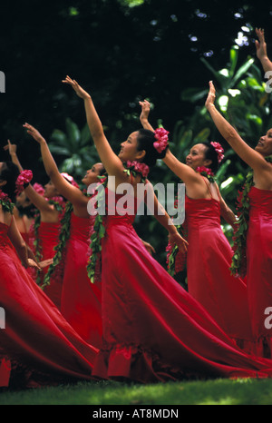 Hula-Tänzer führen beim Prinzen Lot Festival, Oahu Stockfoto