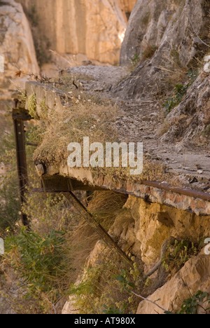 Nahaufnahme eines Teils der Camino del Rey, Andalusien, Spanien Stockfoto