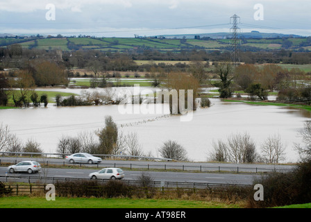 Bild Martin Phelps 15 01 08 m4 in der Nähe von Sutton Benger, überfluteten Ackerland Stockfoto