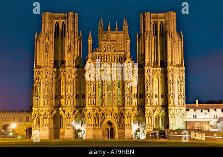 Wells Cathedral Westfassade Stockfoto