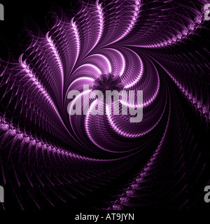 Abstrakte Fraktalbild ähnelt einem gewebten spiralförmigen Lichtkugel Stockfoto
