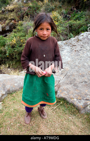 Mädchen aus Huaripampa Tal Dorf Stockfoto