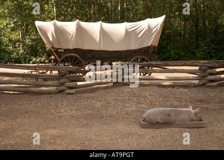 1885 Straßenszene in Fort Edmonton Park, Edmonton, Alberta, Kanada Stockfoto