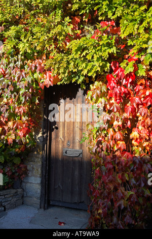 Efeu bedeckt Eingang in das Dorf Stow auf die würden in den Cotswolds, England, UK Stockfoto