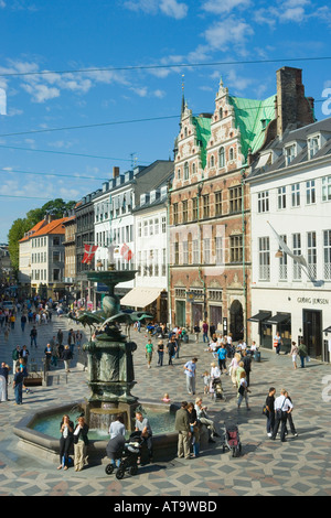 Kopenhagen Dänemark nachschlagen Stroget aus Højbro Plads Stockfoto