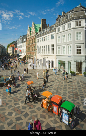 Kopenhagen Dänemark nachschlagen Stroget aus Højbro Plads Stockfoto