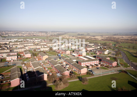 Luftaufnahme von Sozialwohnungen, Bransholme Bereich des Rumpfes Stockfoto