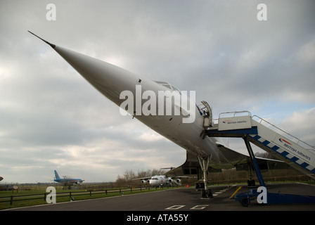 Concorde G-BOAC auf Anzeige auf dem Flughafen Manchester anzeigen, bevor Sie es mit einem Hangar eingeschlossen war Stockfoto