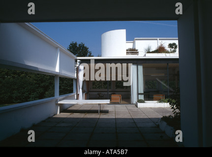 Villa Savoye, Poissy, 1928-1931. Dachgarten. Architekt: Le Corbusier und Pierre Jeanneret Stockfoto