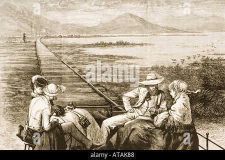 Inspektion Auto auf der Pacific Railway Anfahren der Great Salt Lake, ca. 1880. Stockfoto