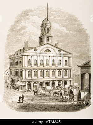 Boston, Massachusetts. Faneuil Hall im Jahre 1870. Aus amerikanischen Bilder gezeichnet mit Kugelschreiber und Bleistift von Rev Samuel Manning ca. 1880 Stockfoto