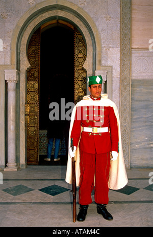 1, 1, Marokkaner, Wachmann, Schutz, Bewachung, Mausoleum von Mohammed V, Rabat, Rabat, Marokko, Nordafrika, Afrika Stockfoto