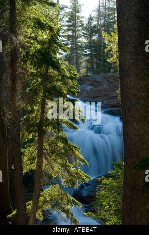 Cascade Wasserfall auf alpine Bach in der Nähe von Suzie See Desolation Wilderness High Sierra bei Lake Tahoe in Kalifornien Stockfoto