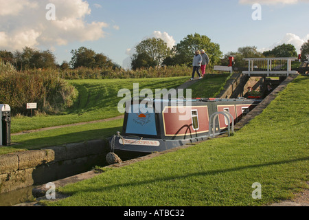 Foxton sperrt Market Harborough Leicestershire England Kanalboot schmal Stockfoto