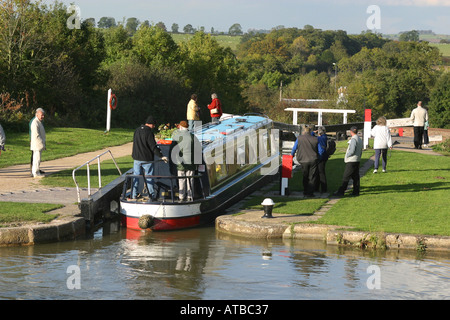 Foxton sperrt Market Harborough Leicestershire England Kanalboot schmal Stockfoto