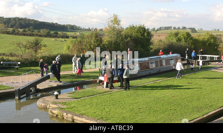 Foxton sperrt Market Harborough Leicestershire England schmale Kanalboot Harborough Leicestershire Stockfoto