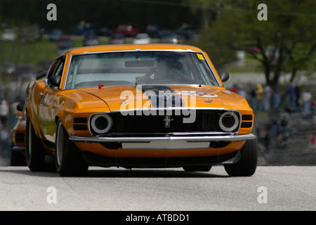 Die Hartwig 1970 Ford Mustang Boss 302 Teamrennen im SVRA Vintage GT Challenge in Road America 2004 Stockfoto