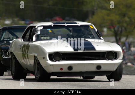 Carl Jenson Rennen seiner 1969 Chevrolet Camaro im SVRA Vintage GT Challenge in Road America 2004 Stockfoto